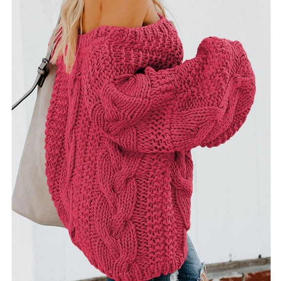 🧁 Berry Double V-neck Chunky Sweater - Picture 3 of 7